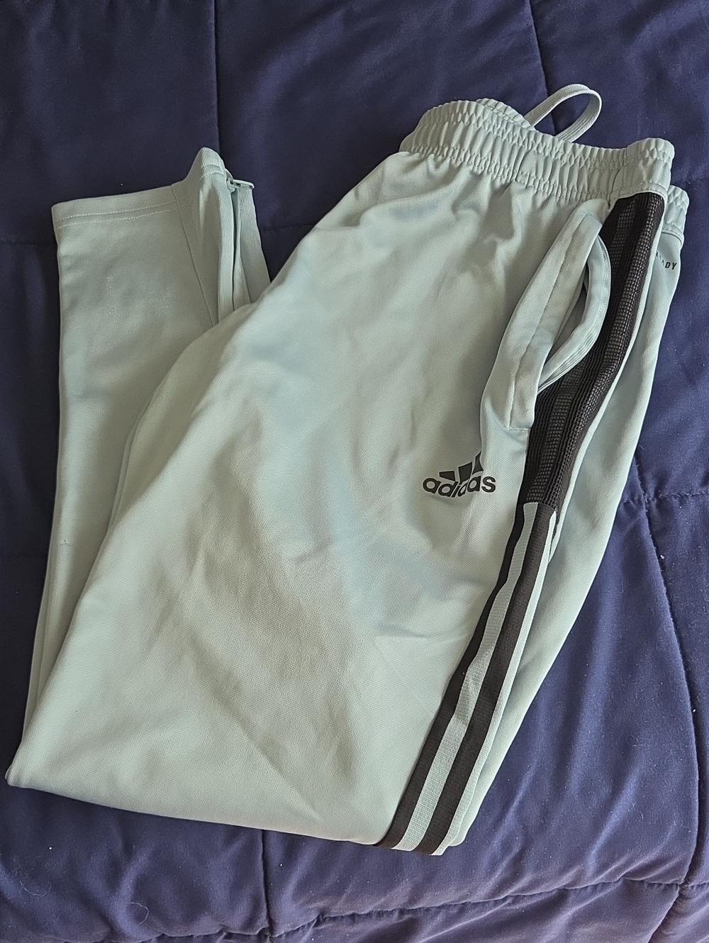 adidas Light Gray Mens Joggers with Black Side Stripes